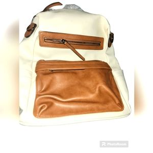 Bromen backpack purse. Off-white and brown. New, never used.
